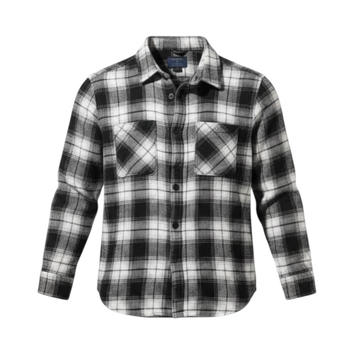 Black & White Plaid Flannel Button-Up Shirt