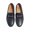 Gucci Navy Leather Horsebit Loafers