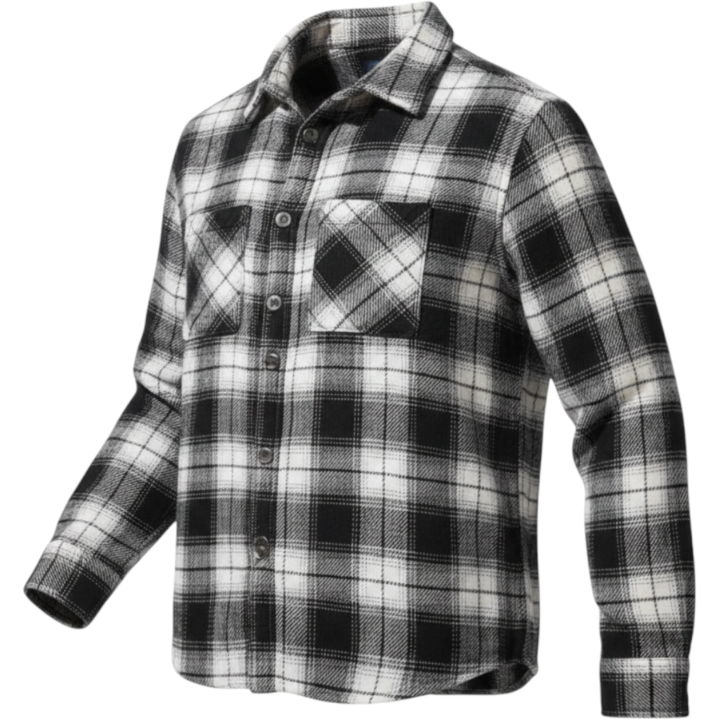 Black & White Plaid Flannel Button-Up Shirt